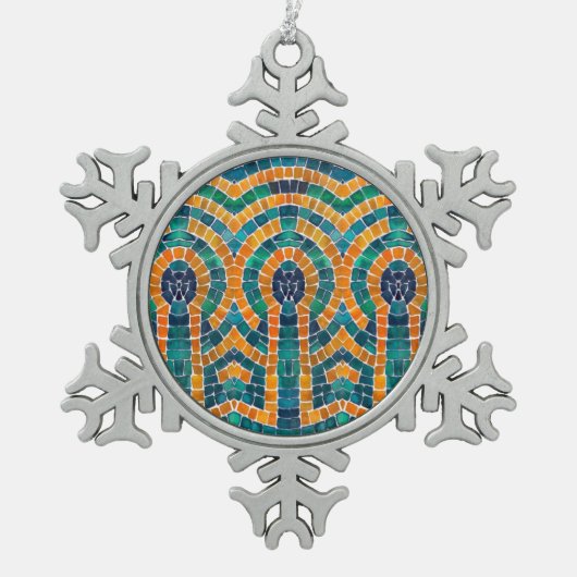 GOLD ICONS MOZAÏEK Pewter Snowflake Ornament (Voorkant)