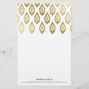 Gold Ikat   gepersonaliseerd briefpapier
