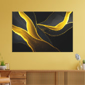 Gold in Black Flow Canvas Afdruk (Insitu (Woonkamer))