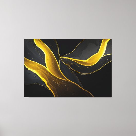 Gold in Black Flow Canvas Afdruk (Voorkant)