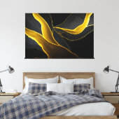 Gold in Black Flow Canvas Afdruk (Insitu (Slaapkamer))