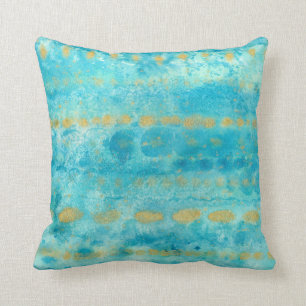 Gold in de Deep Turquoise waterverf art. Kussen