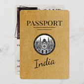 Gold India Passport Bewaar de datum Save The Date (Voorkant / Achterkant)
