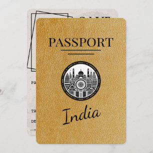 Gold India Passport Bewaar de datum Save The Date
