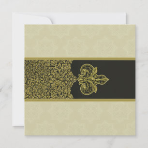 Gold Indian Floral Ornament Wedding Kaart