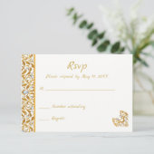 Gold Indian Hindu Faire-part de mariage RSVP (Debout devant)