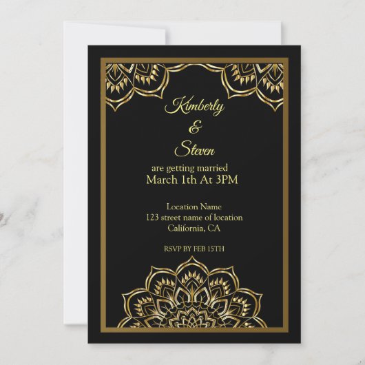Gold Indian Mandala Wedding Invitation Kaart (Voorkant)