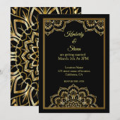 Gold Indian Mandala Wedding Invitation Kaart (Voorkant / Achterkant)