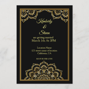 Gold Indian Mandala Wedding Invitation Kaart