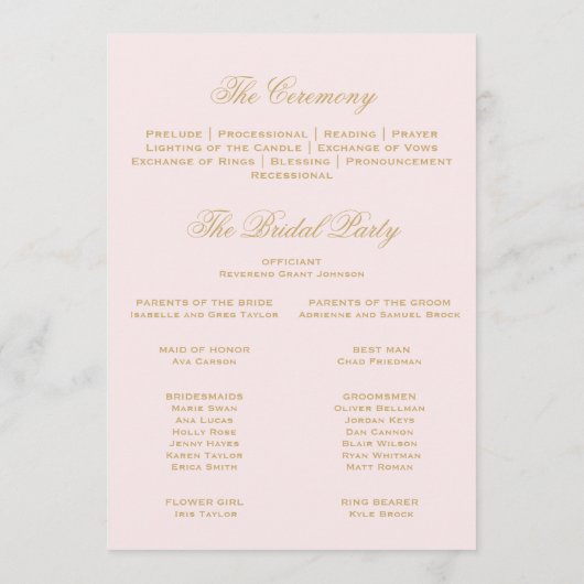 Gold Indian Paisley | Blush Pink Wedding Programme (Dos)