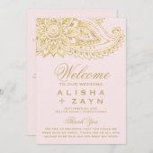 Gold Indian Paisley | Blush Pink Wedding Programme (Devant / Derrière)