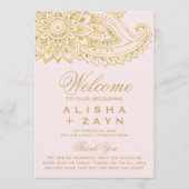 Gold Indian Paisley | Blush Pink Wedding Programme (Devant)