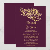 Gold Indian Paisley Invitation à la douche nuptial (Devant / Derrière)