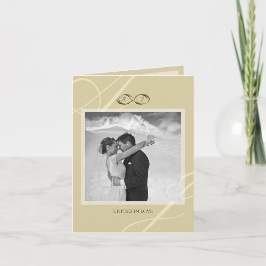 Gold Infinity Symbol Classy Monogram Foto Weddensc Bedankkaart (Voorkant)