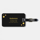 Gold Infinity Symbool & Golden Confetti op zwart Bagagelabel (Achterkant horizontaal)