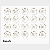 Gold Initiaal Monogram M Script Alle kleuren Ronde Sticker (Vel)