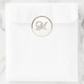 Gold Initiaal Monogram M Script Alle kleuren Ronde Sticker (Tas)