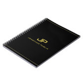 Gold Initiaal Monogram Sjabloon Professional Black Notitieboek (Linkerzijde)