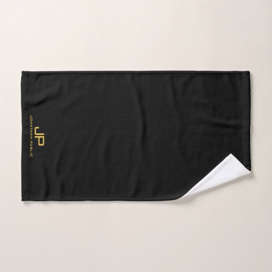 Gold Initial Monogramme Nom Modèle noir tendance (Serviette à main)
