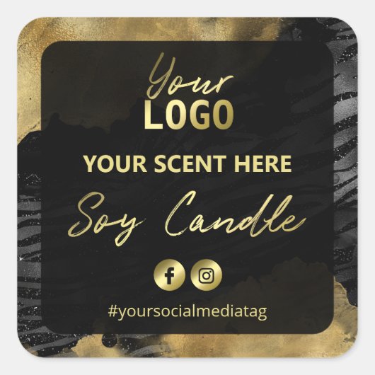 Gold Ink Zebra Print Soy Candle Étiquette (Devant)