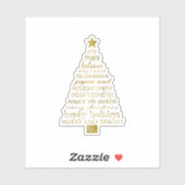 Gold Inspirational Christmas Tree Peace Joy Sticker (Vel)