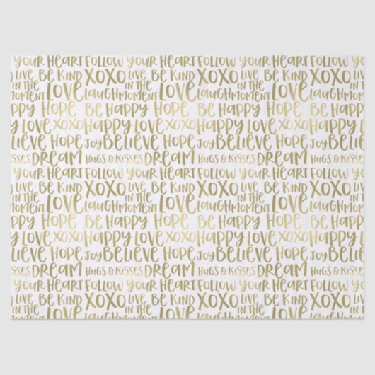 Gold Inspirerend Words Tissuepapier (Voorkant)
