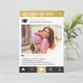 Gold Instagram Frame Photo Graduation Faire-part (Debout devant)