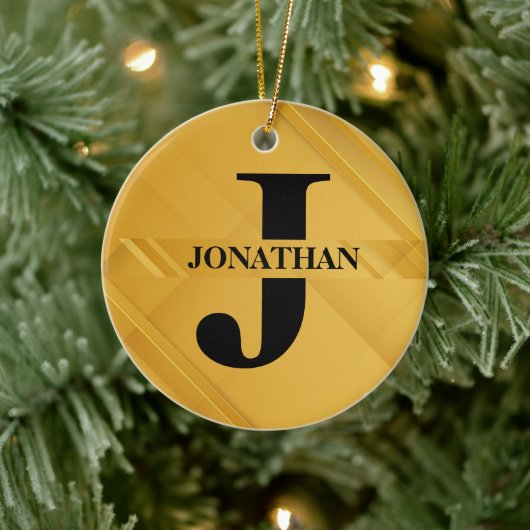 Gold Intersecting Initial Letter Name Typography Keramisch Ornament (Boom)