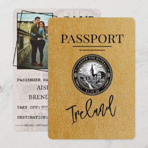 Gold Ireland Passport Bewaar de datum Save The Date
