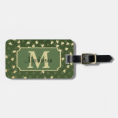 Gold Irish Shamrock Pattern Monogram Bagagelabel (Voorkant horizontaal)