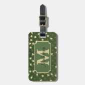 Gold Irish Shamrock Pattern Monogram Bagagelabel (Voorkant verticaal)