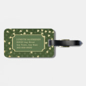 Gold Irish Shamrock Pattern Monogram Bagagelabel (Achterkant horizontaal)