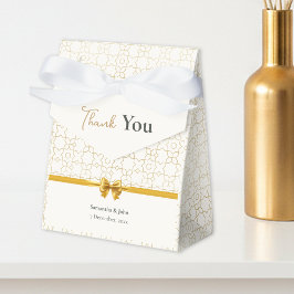 Gold & Ivory Art Deco Pattern with Bow Wedding Bedankdoosjes