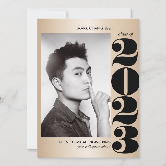 GOLD JAAR | AFSTUDEREN ZWARTE BOLD COLLEGE FOTO KAART (Voorkant)