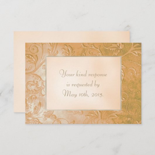 Gold Jade Automne Floral Bordure Mariage RSVP (Devant / Derrière)