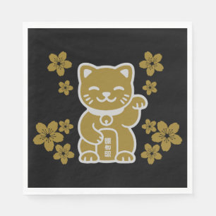 Gold Japanese Maneki-neko Servet