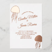 Gold JellyFish Mariage Pressing Foil Invitation (Recto)