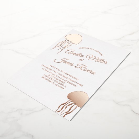 Gold JellyFish Mariage Pressing Foil Invitation (Rotation)