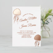 Gold JellyFish Mariage Pressing Foil Invitation (Debout devant)