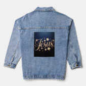 Gold Jesus Script Blue Denim Jacket (Achterkant)