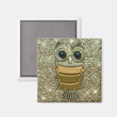 Gold Jewel Owl Magneet (Voorkant / Achterkant)