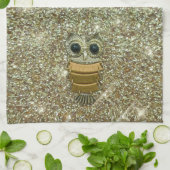 Gold Jewel Owl Theedoek (Gevouwen)