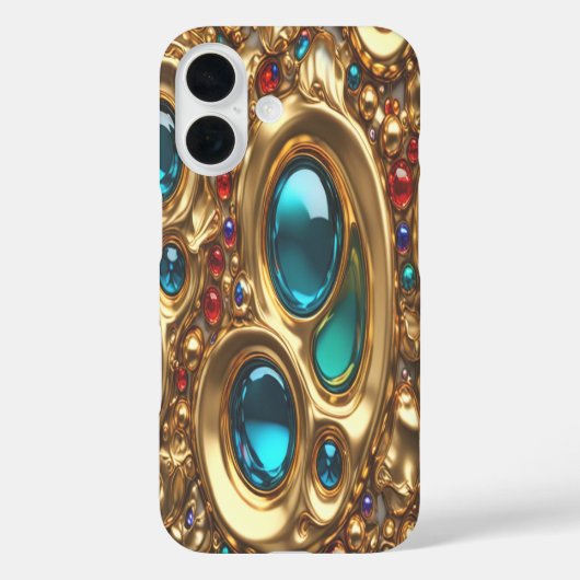 Gold & Jewels #3 - iPhone 16 Hoesjes (Achterkant)