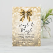 Gold Jingle & Mingle Christmas Party Bow & Lights Kaart (Staand voorkant)