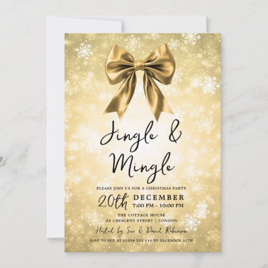Gold Jingle & Mingle Christmas Party Winter Wonder Kaart (Voorkant)