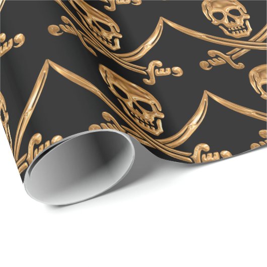 Gold Jolly Roger Cadeaupapier (Rol Hoek)