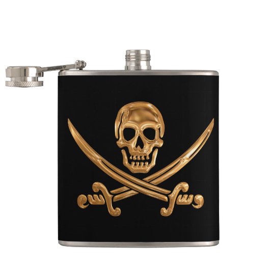Gold Jolly Roger Heupfles (Geopend)