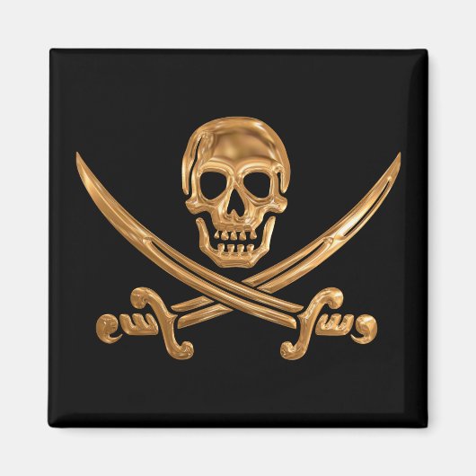 Gold Jolly Roger Magneet (Voorkant)