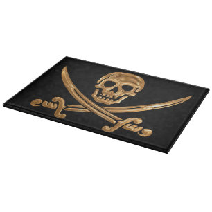 Gold Jolly Roger Snijplank