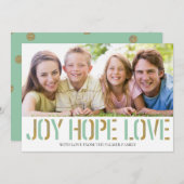 Gold Joy Hope Love | Carte photo de Noël (Devant / Derrière)